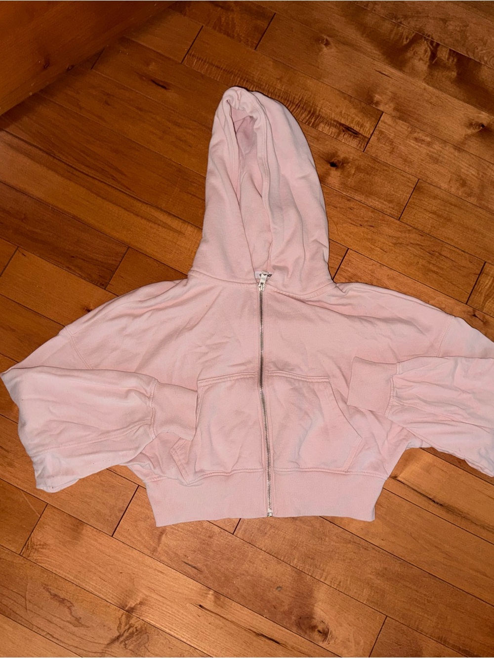 Garage Light Pink Crop Zip Hoodie